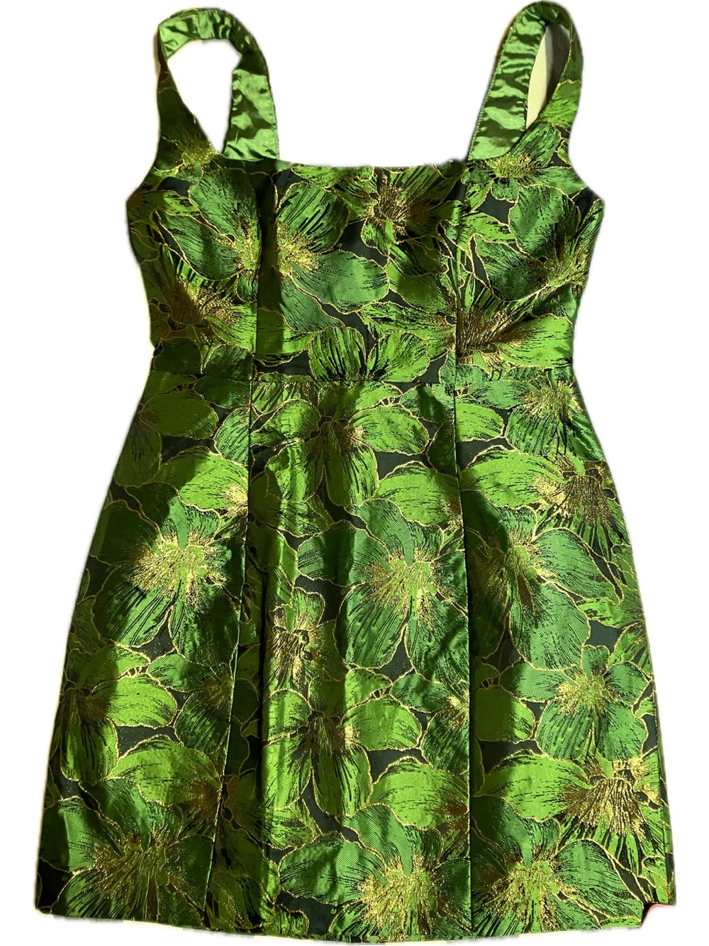 Fashion Nova Green & Gold Floral Mini Dress